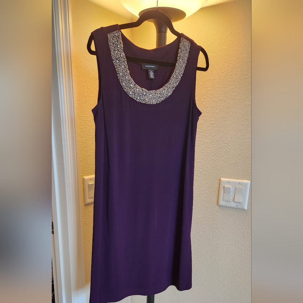 R&M Richards beaded neck dress with sheer jacket - Picture 4 of 8